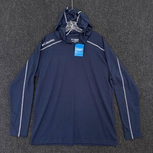 Columbia Golf Shotgun Hoodie Mens Large Navy Blue Omni-Wick Lightweight Pullover